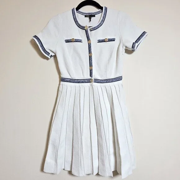 Maje Pleated Mini Dress Size 38 - Picture 2 of 8